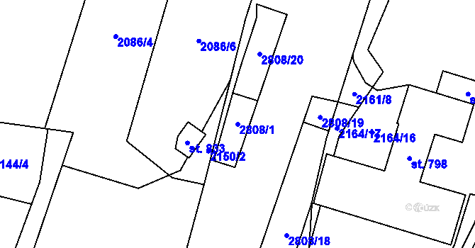 Parcela st. 2808/1 v KÚ Petrovice u Chabařovic, Katastrální mapa