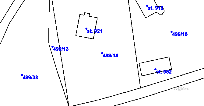 Parcela st. 499/14 v KÚ Petrovice u Chabařovic, Katastrální mapa