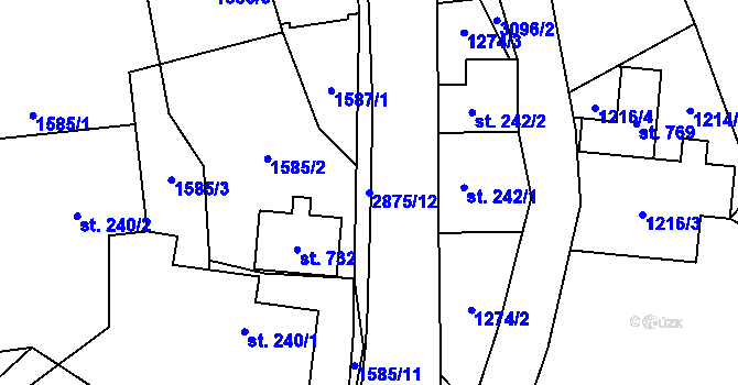 Parcela st. 2875/12 v KÚ Petrovice u Chabařovic, Katastrální mapa