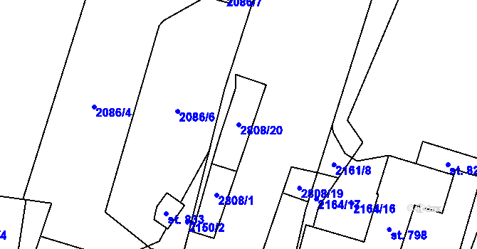 Parcela st. 2808/20 v KÚ Petrovice u Chabařovic, Katastrální mapa