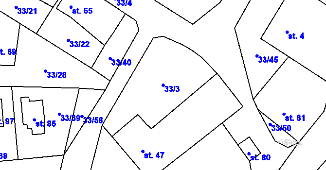 Parcela st. 33/3 v KÚ Petrovice u Štoků, Katastrální mapa