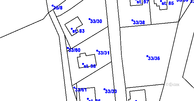 Parcela st. 33/31 v KÚ Petrovice u Štoků, Katastrální mapa