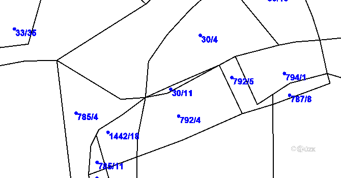 Parcela st. 30/11 v KÚ Petrovice u Štoků, Katastrální mapa