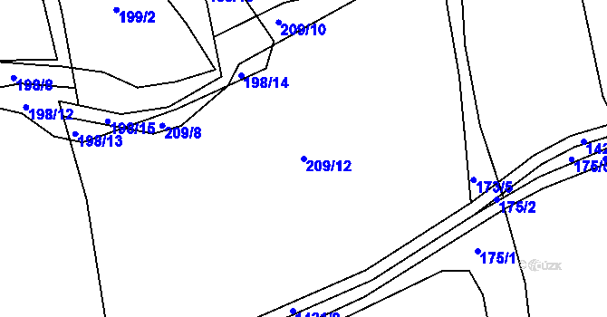 Parcela st. 209/12 v KÚ Petrovice u Štoků, Katastrální mapa