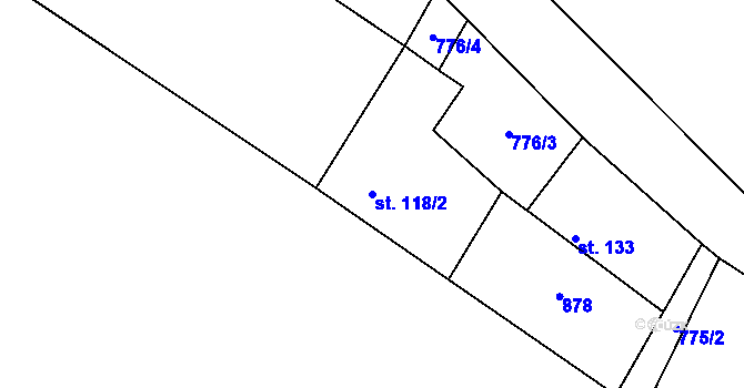 Parcela st. 118/2 v KÚ Kanice u Petrovic, Katastrální mapa