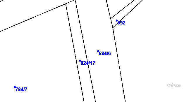 Parcela st. 584/6 v KÚ Kanice u Petrovic, Katastrální mapa
