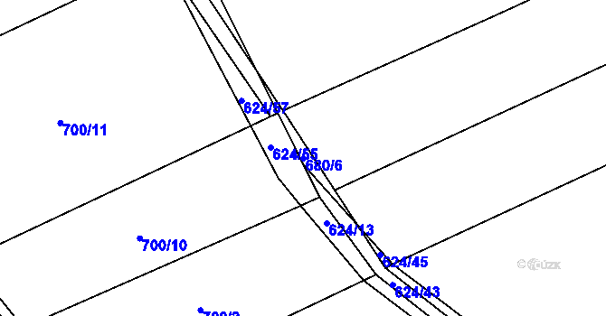 Parcela st. 680/6 v KÚ Kanice u Petrovic, Katastrální mapa