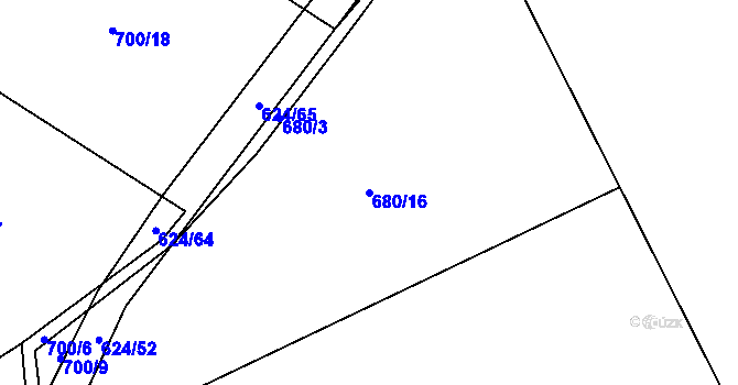 Parcela st. 680/16 v KÚ Kanice u Petrovic, Katastrální mapa