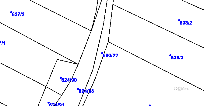Parcela st. 680/22 v KÚ Kanice u Petrovic, Katastrální mapa