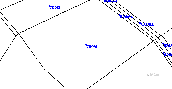 Parcela st. 700/4 v KÚ Kanice u Petrovic, Katastrální mapa