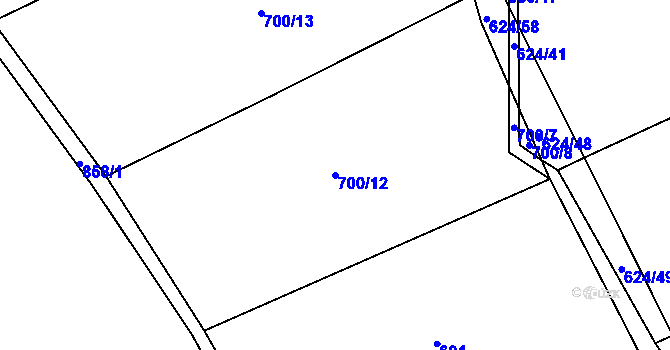 Parcela st. 700/12 v KÚ Kanice u Petrovic, Katastrální mapa