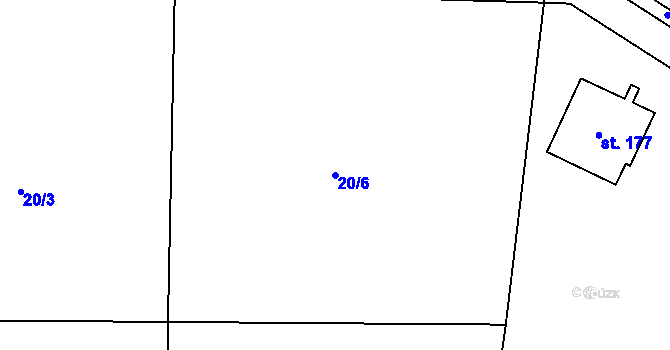 Parcela st. 20/6 v KÚ Petrovice u Nového Bydžova, Katastrální mapa