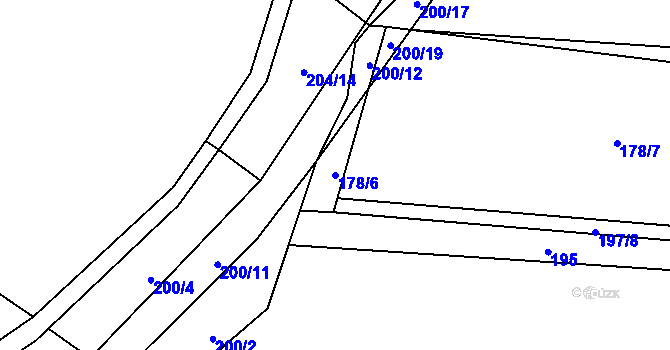Parcela st. 178/6 v KÚ Petrovice u Nového Bydžova, Katastrální mapa