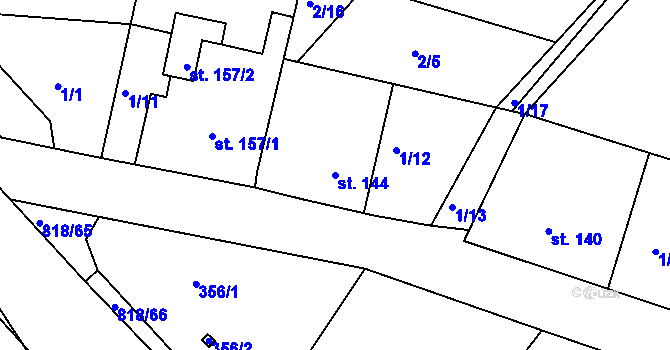 Parcela st. 144 v KÚ Petrovice nad Orlicí, Katastrální mapa