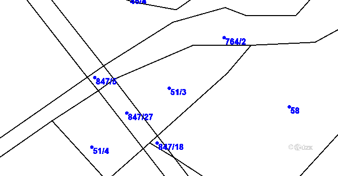 Parcela st. 51/3 v KÚ Petrovice nad Orlicí, Katastrální mapa