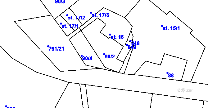 Parcela st. 90/2 v KÚ Petrovice nad Orlicí, Katastrální mapa
