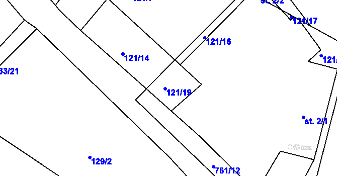 Parcela st. 121/19 v KÚ Petrovice nad Orlicí, Katastrální mapa