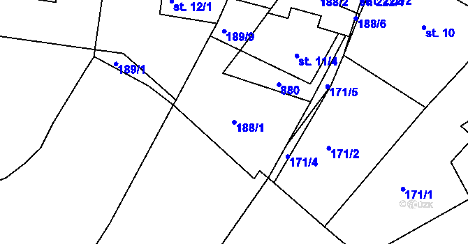 Parcela st. 188/1 v KÚ Petrovice nad Orlicí, Katastrální mapa