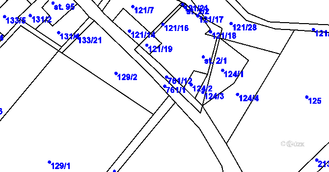 Parcela st. 761/1 v KÚ Petrovice nad Orlicí, Katastrální mapa