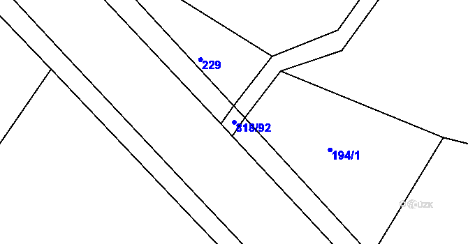 Parcela st. 818/92 v KÚ Petrovice nad Orlicí, Katastrální mapa