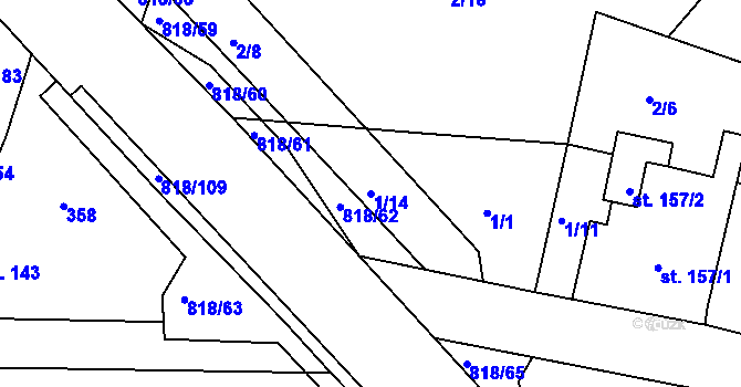 Parcela st. 1/14 v KÚ Petrovice nad Orlicí, Katastrální mapa
