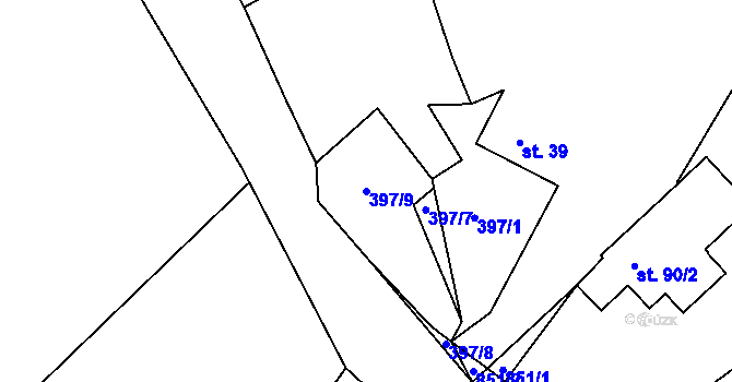 Parcela st. 397/9 v KÚ Petrovice nad Orlicí, Katastrální mapa
