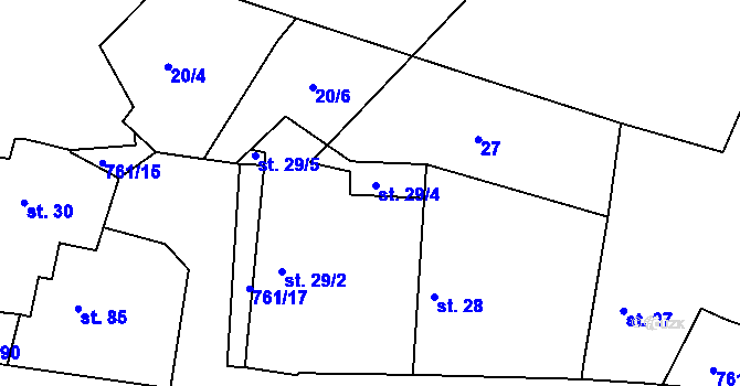 Parcela st. 29/6 v KÚ Petrovice nad Orlicí, Katastrální mapa