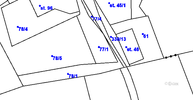 Parcela st. 77/1 v KÚ Petrovice u Lanškrouna, Katastrální mapa