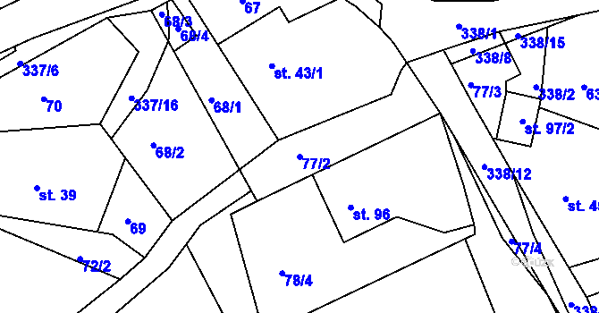 Parcela st. 77/2 v KÚ Petrovice u Lanškrouna, Katastrální mapa