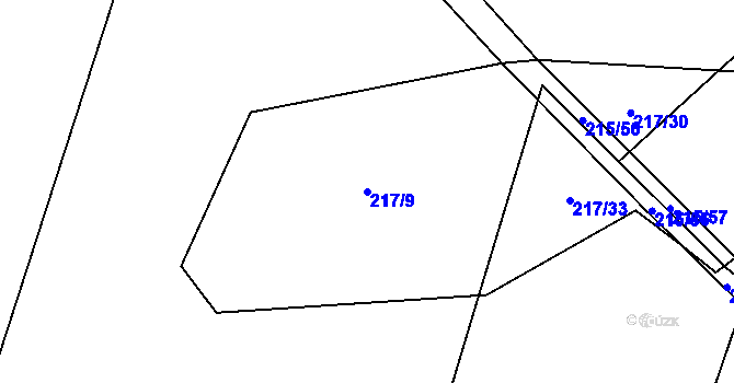 Parcela st. 217/9 v KÚ Petrovice u Lanškrouna, Katastrální mapa