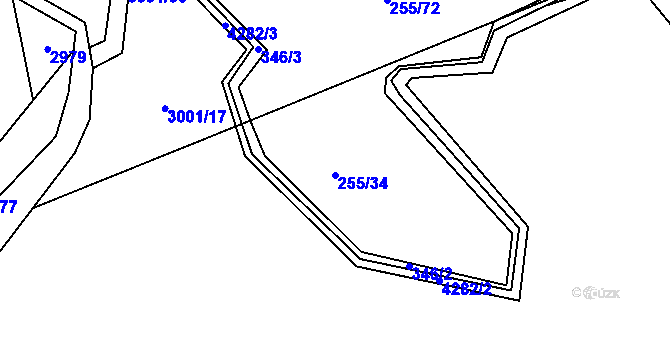 Parcela st. 255/34 v KÚ Petrovice u Lanškrouna, Katastrální mapa
