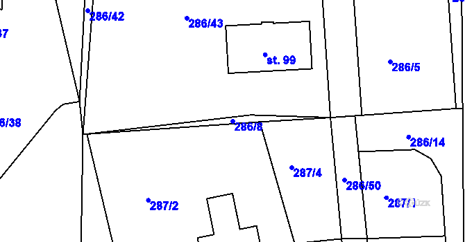 Parcela st. 286/8 v KÚ Petrovice u Lanškrouna, Katastrální mapa