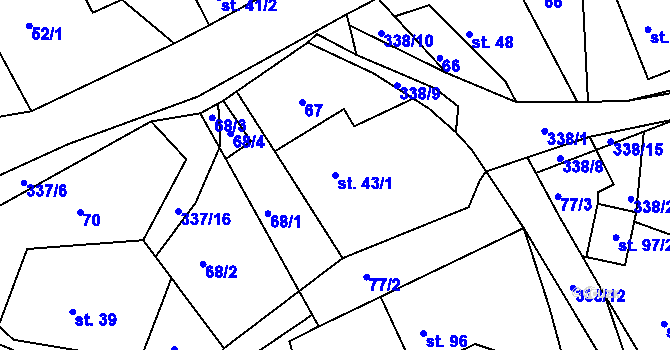 Parcela st. 43/1 v KÚ Petrovice u Lanškrouna, Katastrální mapa