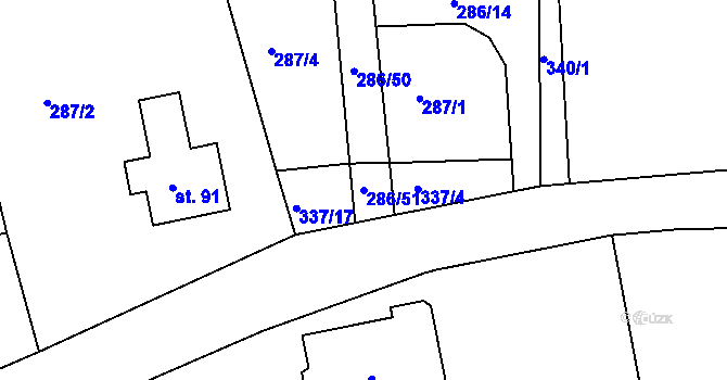 Parcela st. 286/51 v KÚ Petrovice u Lanškrouna, Katastrální mapa