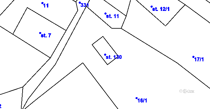 Parcela st. 130 v KÚ Petrovice u Lanškrouna, Katastrální mapa
