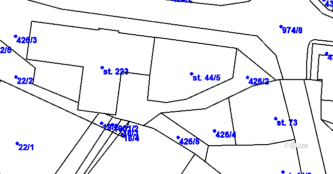 Parcela st. 44/4 v KÚ Petrovice u Blanska, Katastrální mapa