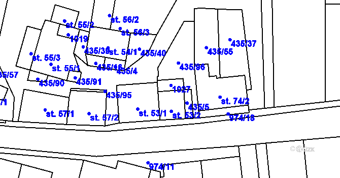 Parcela st. 53/3 v KÚ Petrovice u Blanska, Katastrální mapa