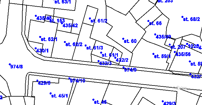 Parcela st. 61/1 v KÚ Petrovice u Blanska, Katastrální mapa