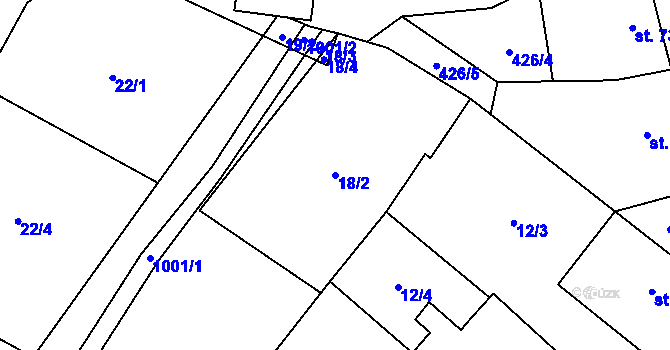 Parcela st. 18/2 v KÚ Petrovice u Blanska, Katastrální mapa