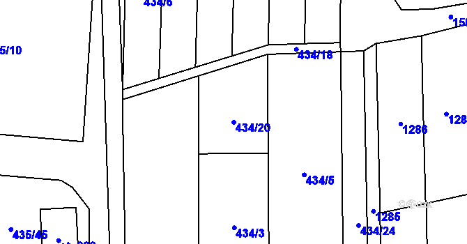 Parcela st. 434/20 v KÚ Petrovice u Blanska, Katastrální mapa