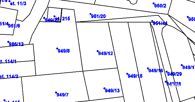 Parcela st. 949/12 v KÚ Petrovice u Blanska, Katastrální mapa