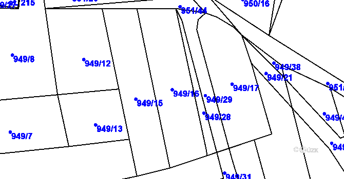 Parcela st. 949/16 v KÚ Petrovice u Blanska, Katastrální mapa