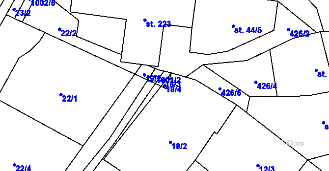Parcela st. 18/4 v KÚ Petrovice u Blanska, Katastrální mapa
