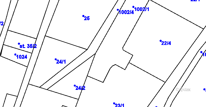 Parcela st. 23/1 v KÚ Petrovice u Blanska, Katastrální mapa