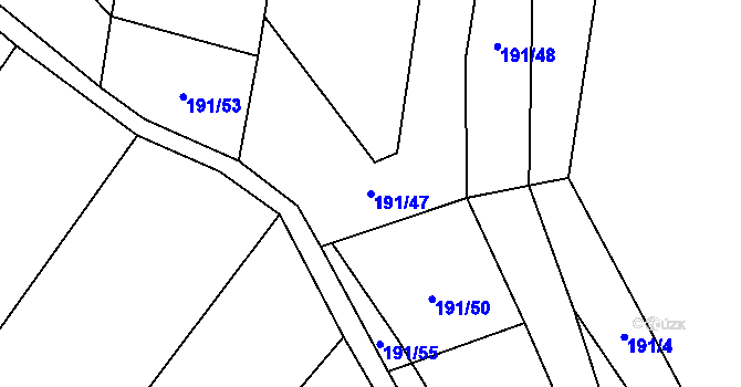 Parcela st. 191/47 v KÚ Petrovice u Blanska, Katastrální mapa