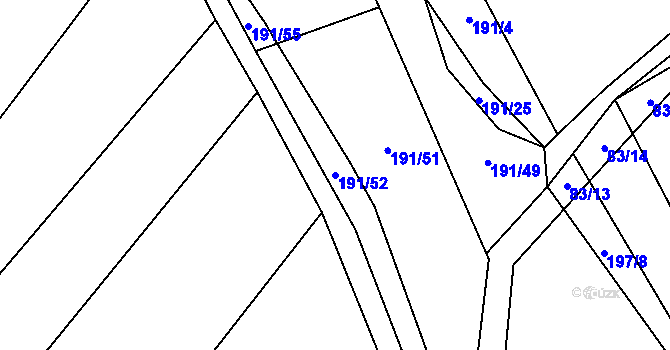 Parcela st. 191/52 v KÚ Petrovice u Blanska, Katastrální mapa