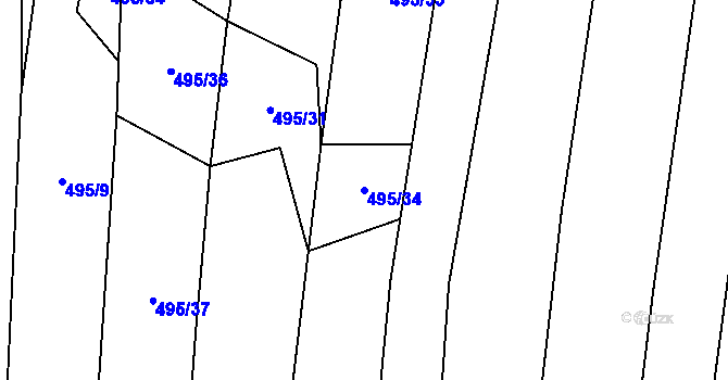 Parcela st. 495/34 v KÚ Petrovice u Blanska, Katastrální mapa