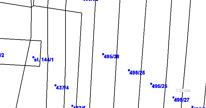 Parcela st. 495/38 v KÚ Petrovice u Blanska, Katastrální mapa