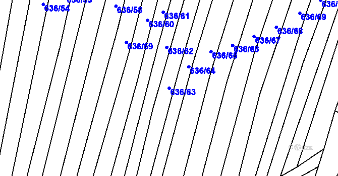 Parcela st. 636/63 v KÚ Petrovice u Blanska, Katastrální mapa
