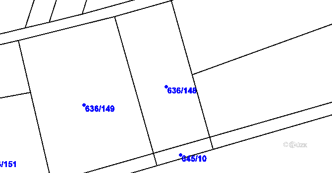 Parcela st. 636/148 v KÚ Petrovice u Blanska, Katastrální mapa